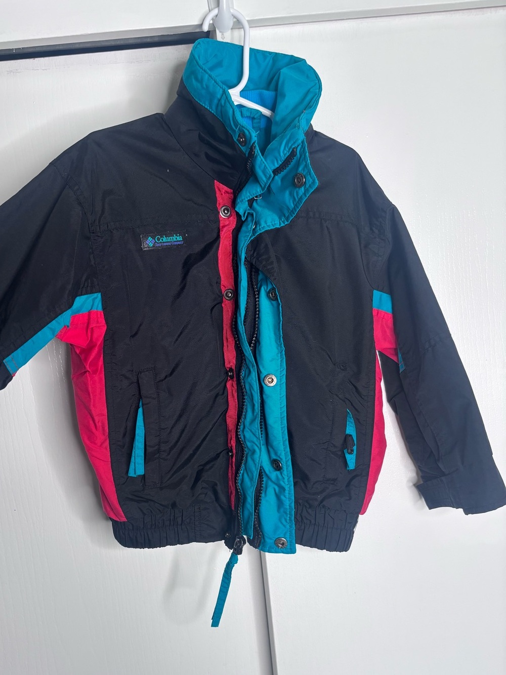 Columbia Kids Black Jacket with Teal & Pink Accents xs